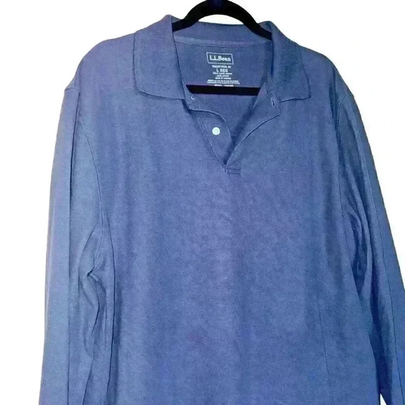 LL‎ Bean Sz L 100% Cotton Long Sleeve Polo Preppy Cabincore Cozy Fall - Picture 4 of 8